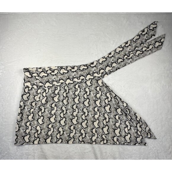 Vix PaulaHermanny Snake Print Wrap Mini Skirt Sz M – Adjustable Tie Waist - Picture 8 of 11